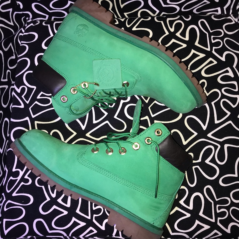 Green timberland boots